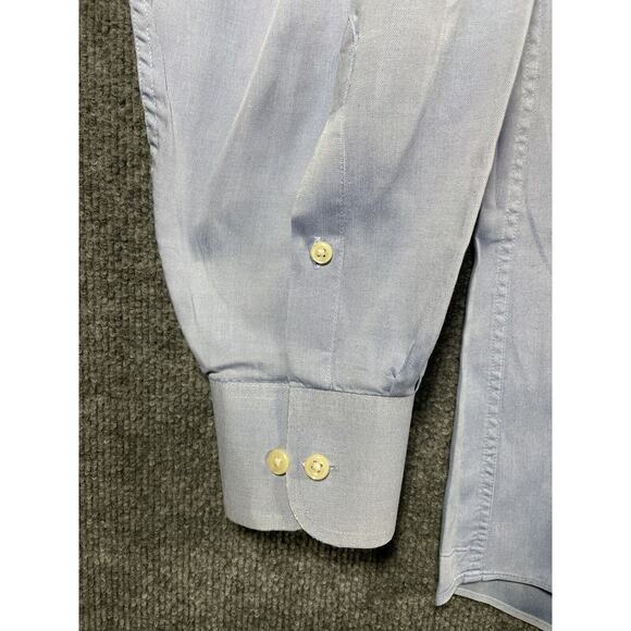 Izod Button Down Dress Shirt Men's 16.5 34 Blue Long Sleeve 80's 2-Ply Pinpoint - Picture 4 of 10